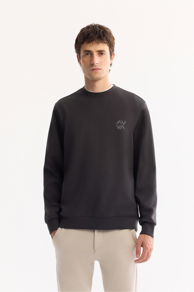 Avva Erkek Antrasit Bisiklet Yaka Pamuklu Bi-Stretch Basic Regular Fit Sweats...