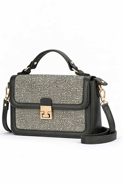 WİKİDAYS.S MODA TRENDİ Women's Wicker Shoulder Bag Gray Medium Size Daily Sty...