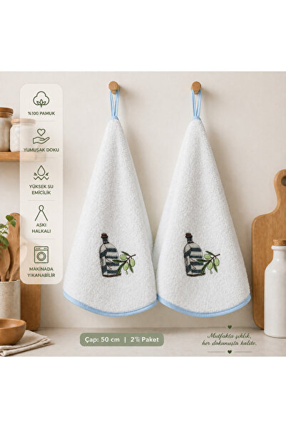 Vivesta Home %100 Pamuk Yuvarlak Mutfak Havlusu 50 cm – 2’li Set | Yüksek Emi...