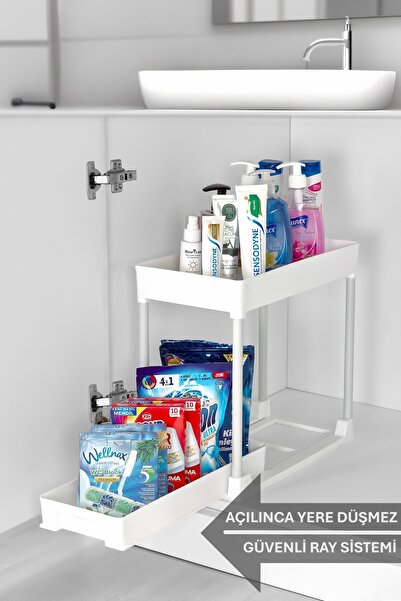 Empressco İki Katlı Sürgülü Banyo Rafı ve Dolap İçi Düzenleyici