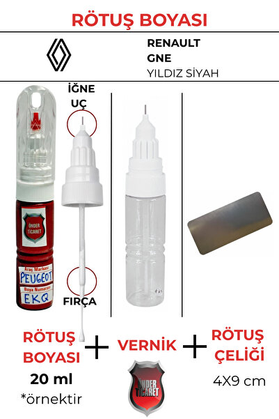 Önder Ticaret Renault GNE Yıldız Siyah Rötuş Boyası + Vernik + Rötuş Çeliği C...