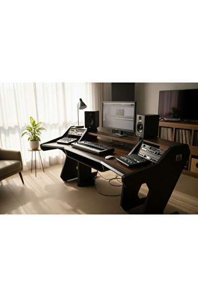 Monodesk Pro Edition Stüdyo Masası Mat Siyah & Latin Ceviz 260cm.