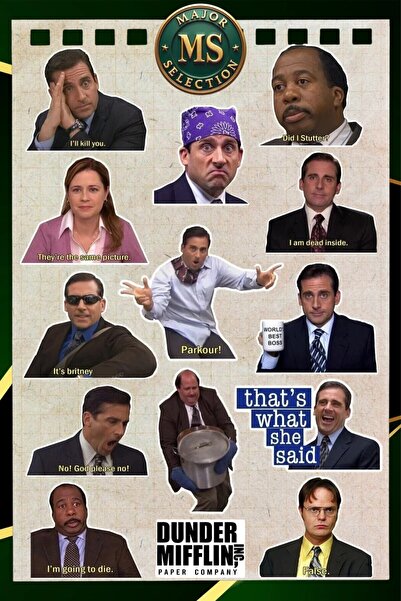 Major Selection The Office Temalı Sticker Seti 14 Adet – Dunder Mifflin, Funn...