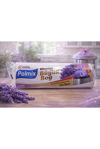 Generic Brand أكياس قمامة بولميكس معطرة باللافندر، حجم كبير 65x70 سم، عبوة وا...