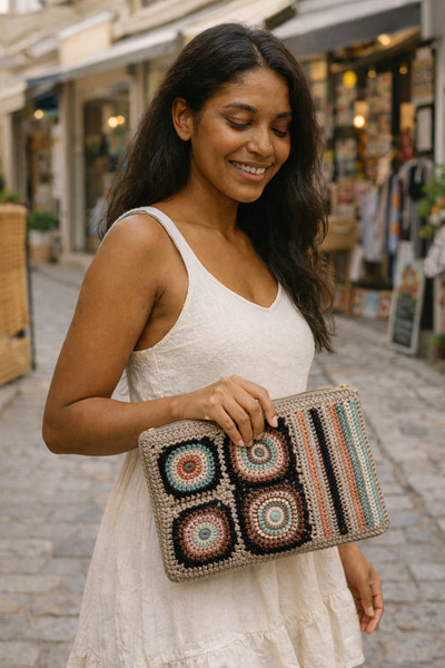Tasarım El Örgüsü Portföy Clutch El Çantası
