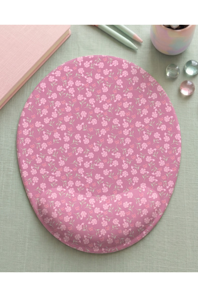 matizya Pembe Çiçek Desenli Bilek Destekli Mousepad – 19x24 cm Estetik Çiçek ...