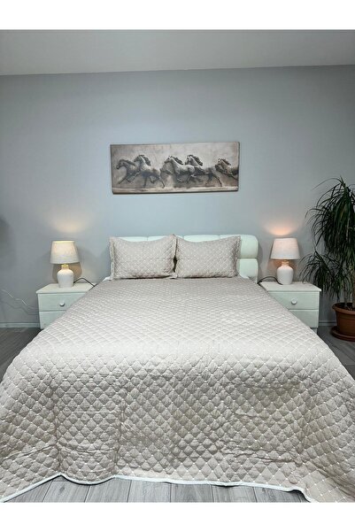 diabella Καπιτονέ ζακάρ διπλής όψης 3 τεμαχίων κάλυμμα διπλού κρεβατιού / Κρε...