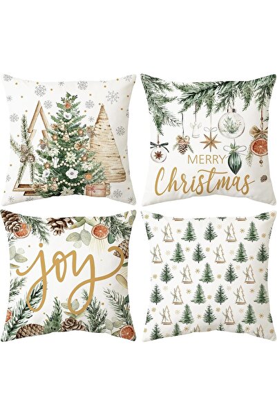 Dotail Σετ 4 διακοσμητικών μαξιλαροθηκών Hianjoo, 45 x 45 εκ., με χριστουγενν...