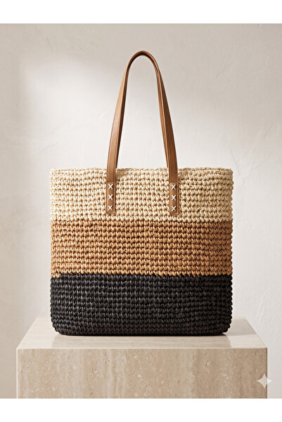 Luminos Butik Μαύρη ψάθινη τσάντα CNT1066