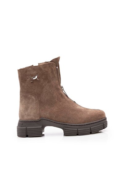 UrbanShoes Women's boots made of genuine Leather , Leofex - 266 Taupe Velur