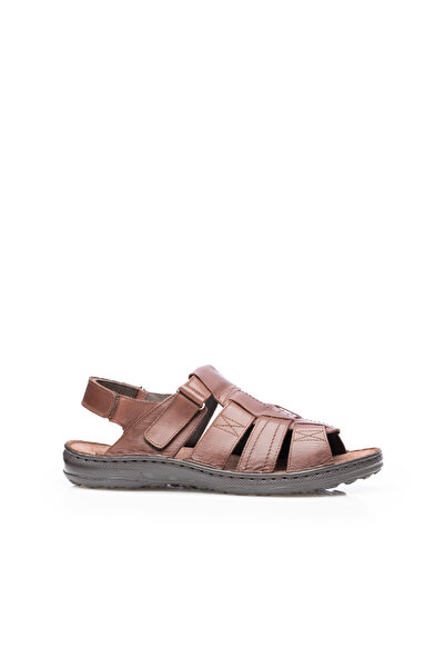 UrbanShoes Sandale bărbați din piele naturală, Leofex - 144 Red Wood box
