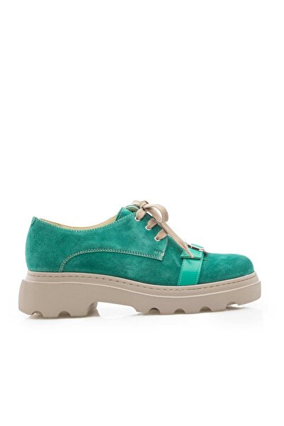 UrbanShoes Pantofi casual damă din piele naturală,Leofex - 305 Verde Velur Box