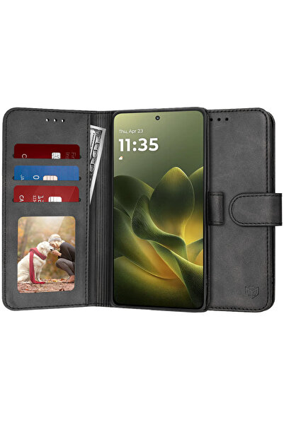 Stef's Cat Θήκη για Motorola Edge 70, Γάτα του Στεφ, Βιβλίο Ημερολόγιο, μαύρο