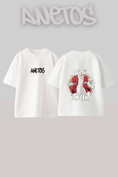 Anetos Μπλουζάκι από βαμβάκι σε λευκό χρώμα με σχέδιο Lamp Beating και στάμπα...