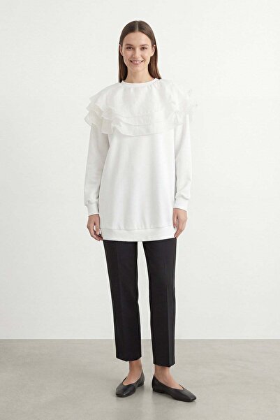 Puane Γυναικείο Μακρύ Τουνίκ με Βολάν και Λεπτομέρειες ECRU 10770TUN