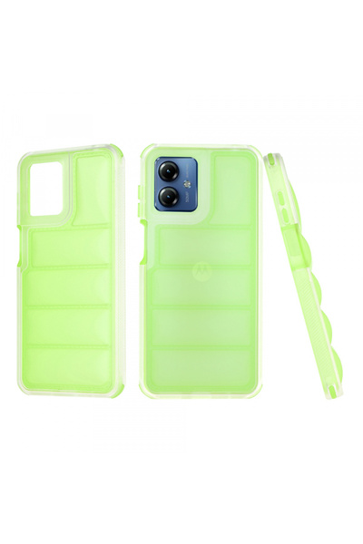Stef's Cat Case for Motorola Moto G14, Stef's Cat, Wave Shield, Green