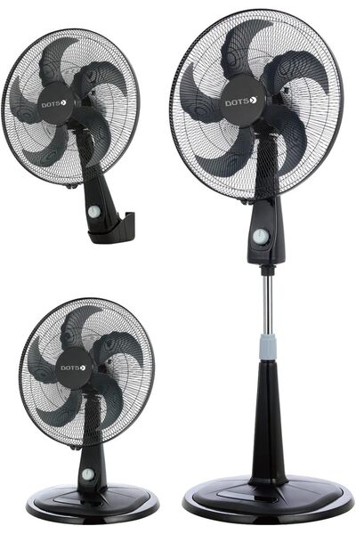 DOTS 3-in-1 Plastic Stand Fan 18 inch – 90W, 135cm Height, 5 PP Blades, Plast...
