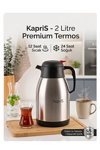 GENELOEM 2 lt Çift Kat Çelik Termos Çay Termosu 12 Sıcak-24 Saat Soğuk