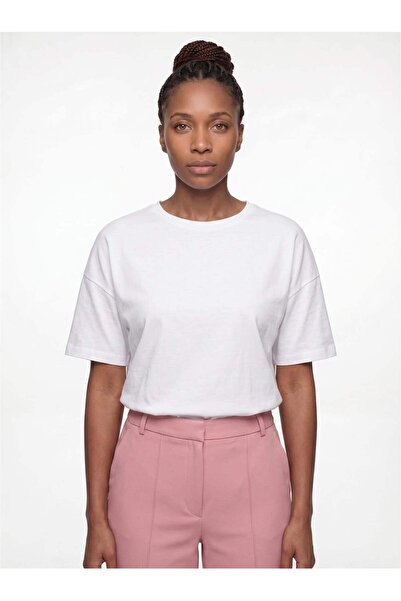 Cupla Γυναικείο μπλουζάκι 100% βαμβακερό με λαιμόκοψη πεζοπορίας, λευκό 9015