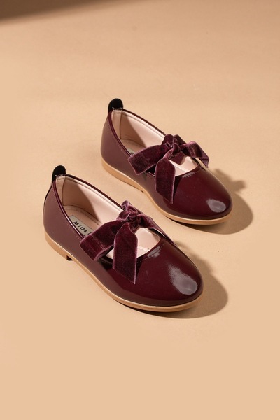 bebeğim butik Bordo rugan çocuk babet