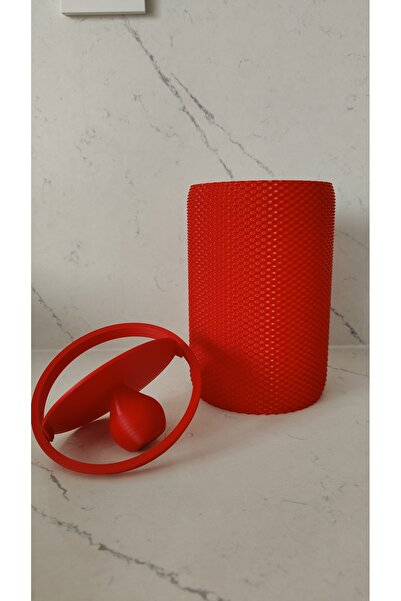 NESLİDEKOR Modern Geometrik Dokulu Döner Kapaklı Masaüstü Çöp Kutusu- 18 cm -...
