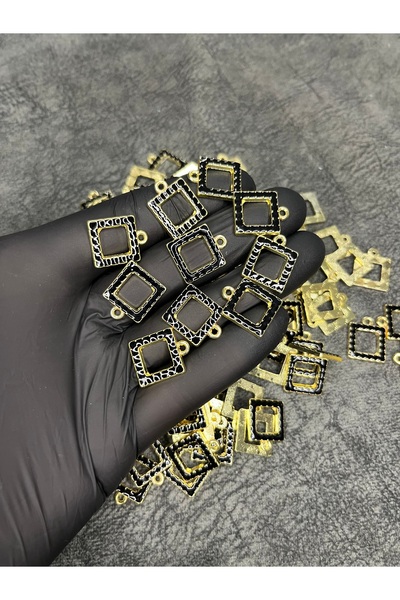 Mos Tespih 10 Adet Kırmızı Kare Kolye Ucu Gold Kolye Aparatı