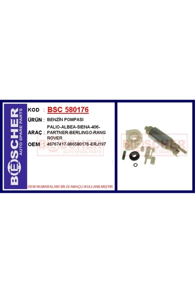 BESCHER Benzin Pompası Palıo-albea-sıena-406-partner-berlıngo-rang Rover