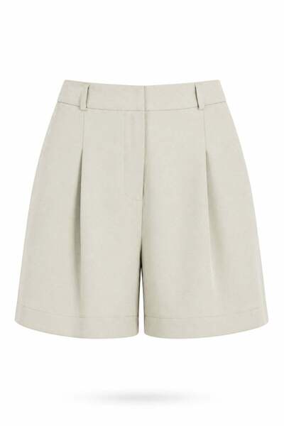 5in1Canpolat Πράσινο υφασμάτινο σορτς με ψηλή μέση 010873