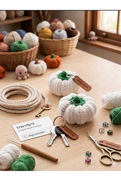 Örgü Zincirleri - El Yapımı Amigurumi Balkabağı Anahtarlık & Çanta Aksesuarı