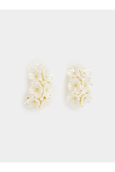 Styli Floral Pearl Hoop Earrings