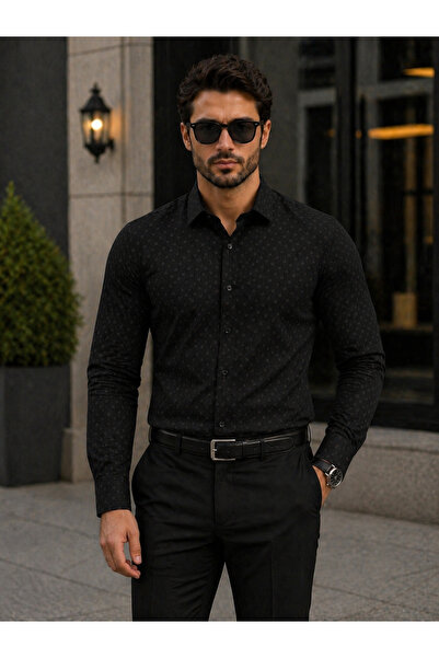 COLVIS MAN Men's Classic Regular Wide Fit Lycra Patterned Men's Shirt