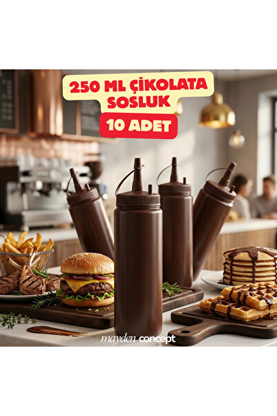 Mayden Concept 250 ml Kapaklı Çikolata Sosluk 10 Adet - Profesyonel Mutfak So...