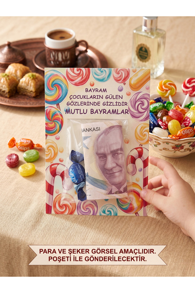 TAFPE ART STUDİO Bayram Harçlık ve Şeker Sunum Kartı - Poşetli 12 Adet