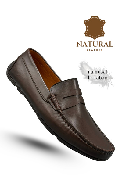 sermoda Erkek Loafer - Hakiki Deri Rok Loafer Erkek Ayakkabı Kahve