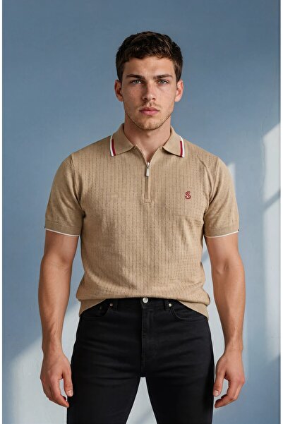 Sea Style Tricou tricotat cu guler polo și fermoar