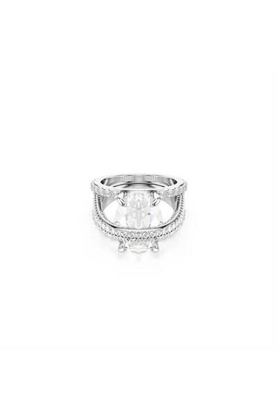 Swarovski Hyperbola Cocktail Ring Mixed Cuts White Rhodium Plated