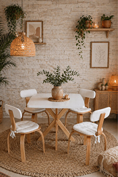 weltwood 4 Kişilik İskandinav Kare Masa ve 4 London Sandalye seti | %100 MDF ...