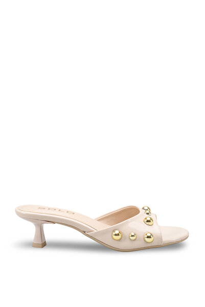 DELSOLERA Women's Beige Patent Leather Stylish New Season Pointed Toe Stilett...