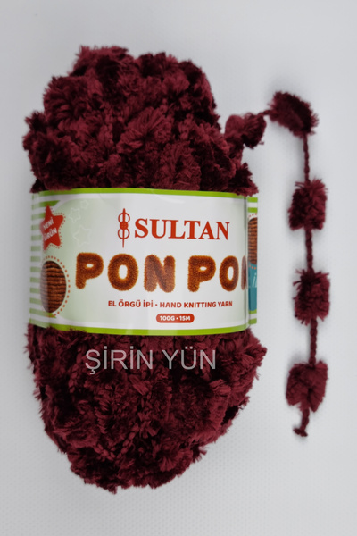 Sultan Ponpon İp 100 Gram 15 Metre %100 Polyester Bordo 936