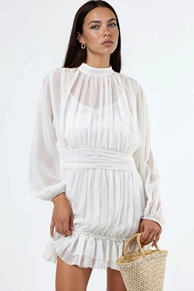 Hiccup Msn Ruffled Turtleneck Mini Dress