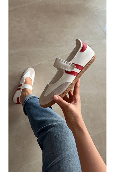 selin shoes Γυναικεία αθλητικά παπούτσια Roven Velcro - ΛΕΥΚΟ/ΚΟΚΚΙΝΟ
