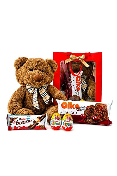 velve Πακέτο για παιδιά Sweet Hug, καφέ λούτρινο αρκουδάκι και μείγμα γλυκών ...