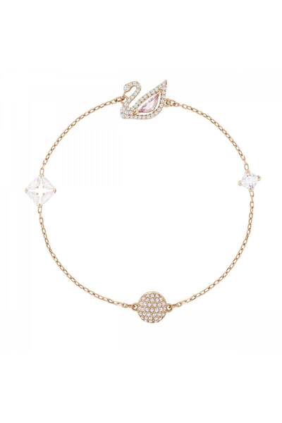 Swarovski Dazzling Swan Bileklik Pembe Pembe Altin Rengi Kaplama S
