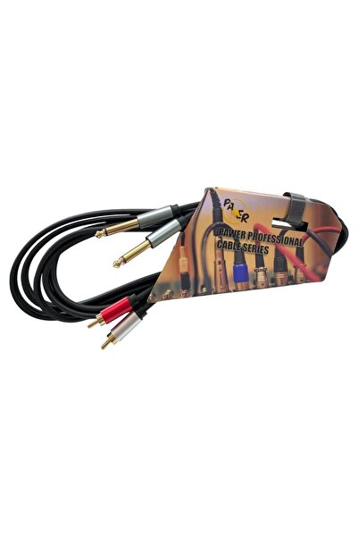 Pawer 2x 6.3mm - 2RCA Metal Jaklı Kablo - 1.5Metre