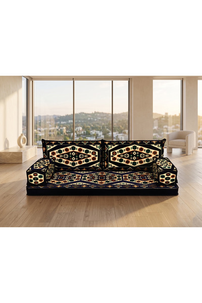 FEYZA DECOR HOME Otantik Şark Köşesi Yer Minderi -Yörük Kilim Desenli Balkon ...