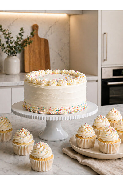 VioraTriD Modern Pasta & Cupcake Standı – Şık Sunum Tabağı