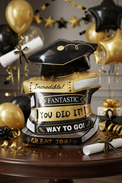 DODOMAR Graduation Cap and Book Foil Balloon 78X50 cm Party Decoration Celebr...
