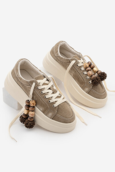 Marjin Women's Sneaker Thick Sole Denim Removable Beaded Buckle Sports Shoes ...