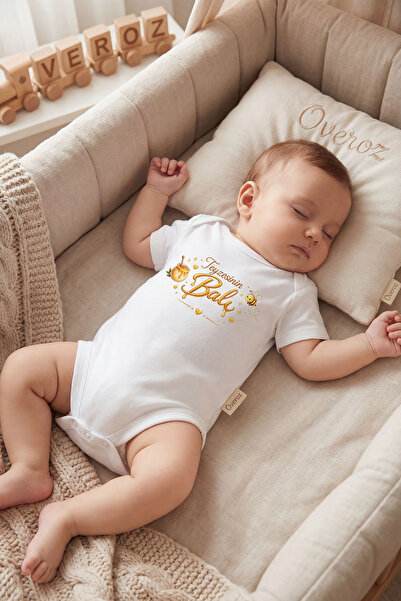 Overoz Auntie's Honey Written Baby Bodysuit for Boys and Girls, White Short S...