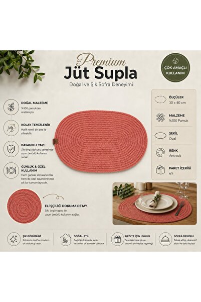 Fabrix Home 6 Pieces of Tile Oval Jute Placemats / American Service Lux Prese...